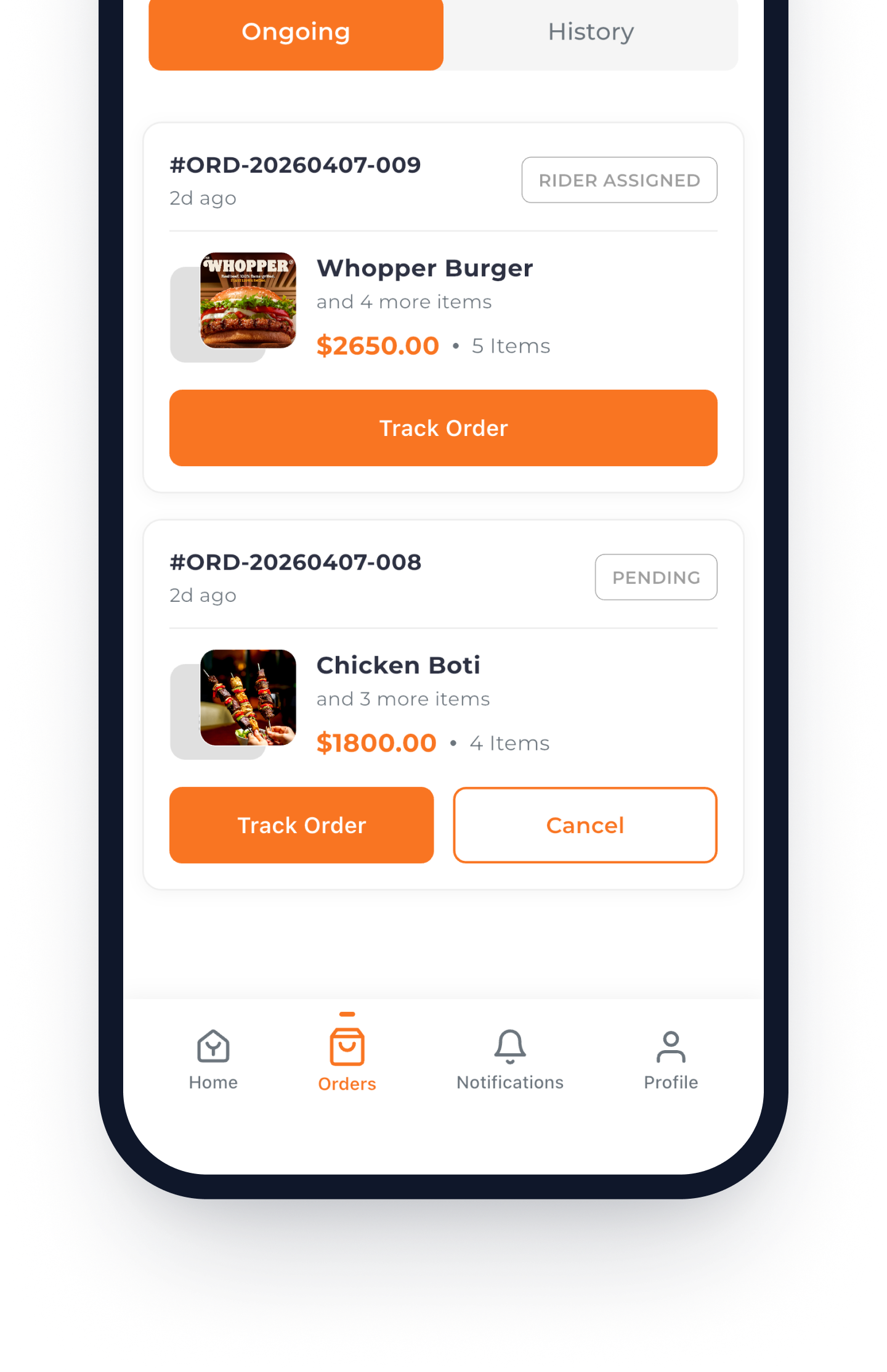 Customer orders