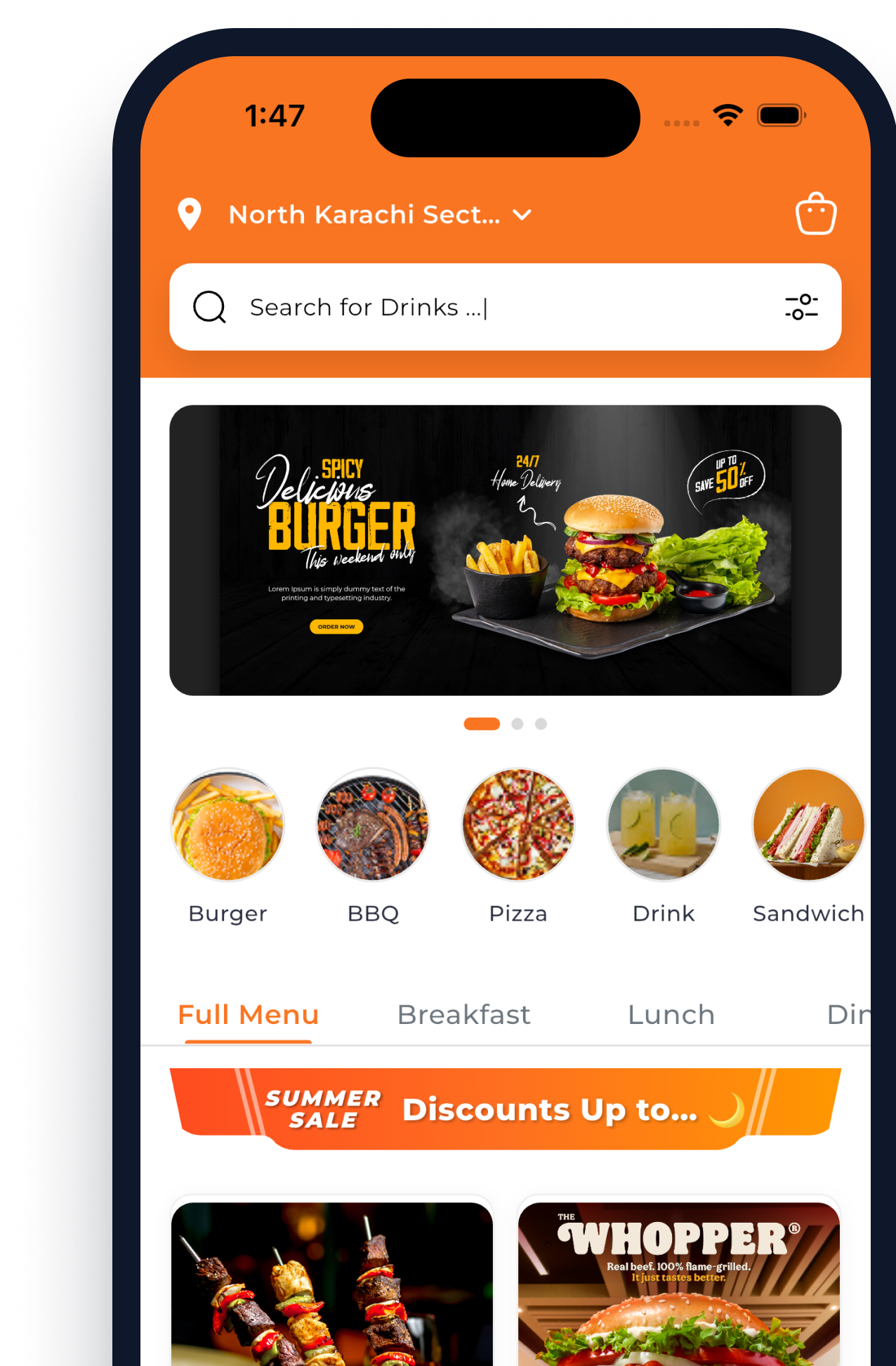 Customer menu