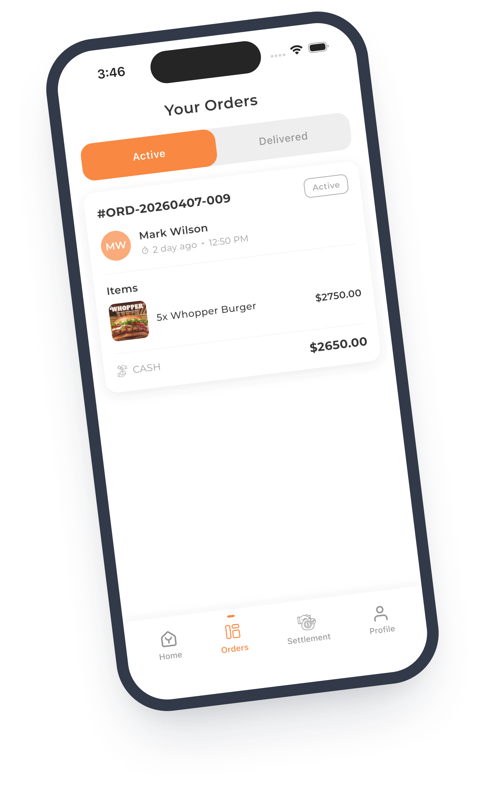 Rider order detail screen